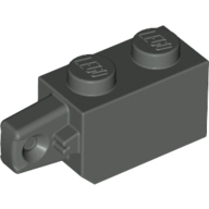 Lego kostka (kostička) 1x2 s pantem svisle, tmavě šedá (4124099, 4144497)